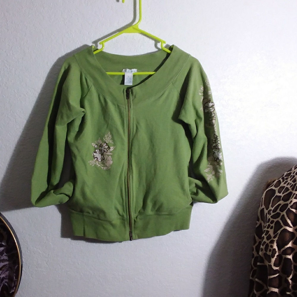 XL wide neck olive green zipper Jersey
